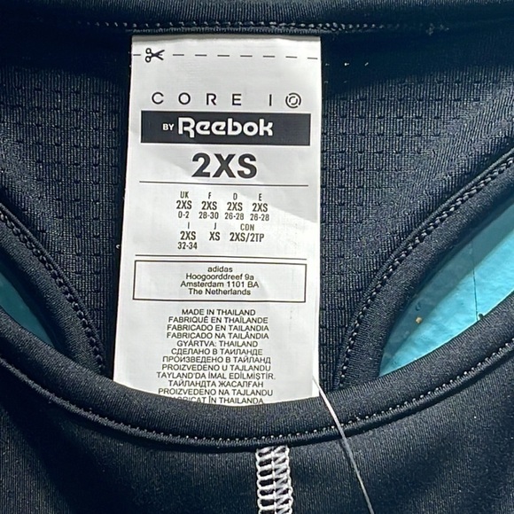 Reebok AM Contrast Black Sports Bra Breathable Athletic Training Dri Fit 2XS New - Picture 3 of 7
